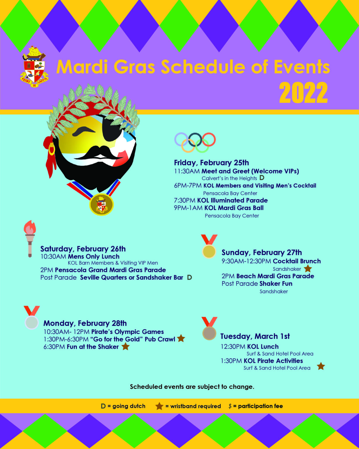 2022 Mardi Gras Schedule of Events Krewe of Lafitte, Inc.