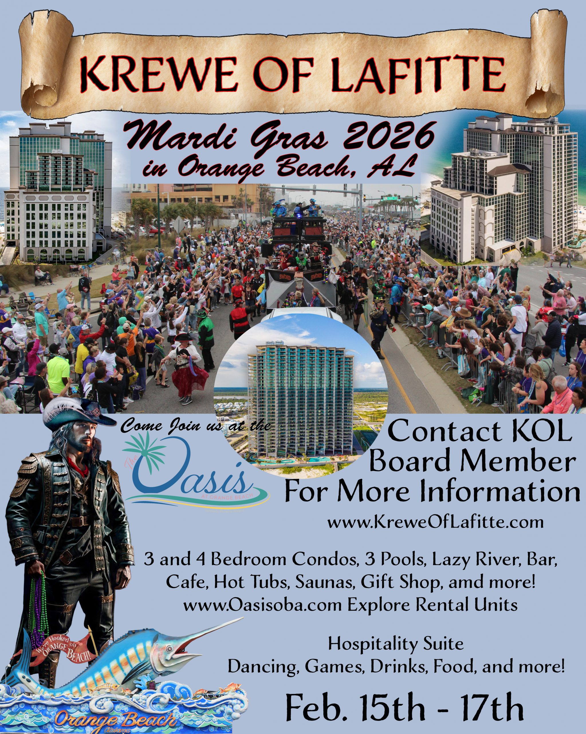2026 Orange Beach Events Oasis Krewe Of Lafitte Inc Jean Lafitte 2025 Modern Expanded Standing Orange Beach Flyer Scaled 